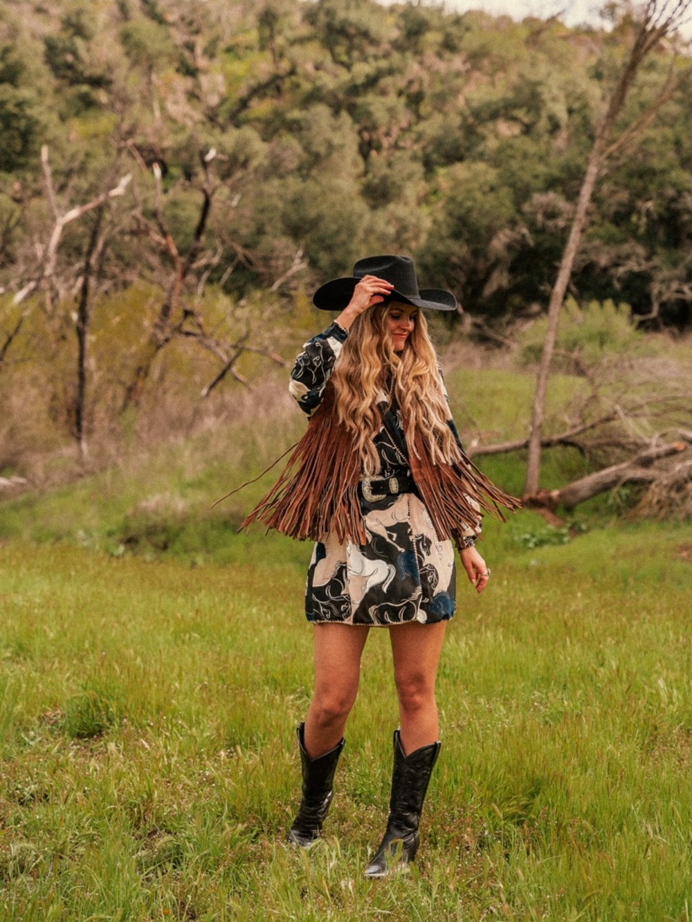 CHASING UNICORNS << Runaway horses silk crepe wrap dress - Picture 2 of 13